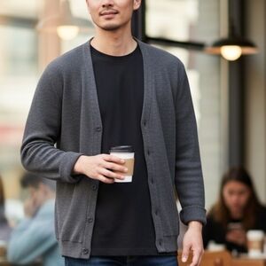 Brixton Gray Button-Up Cardigan Sweater for Men